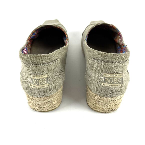 Skechers BOBS Memory foam Light Beige Canvas Slip on Shoes Womens SZ 9.5 - Picture 6 of 15